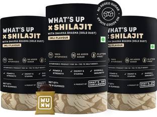 What's Up Wellness Shilajit Resin Gummies with 24K Gold Dust | Improve Stamina & Immunity Pack of 3