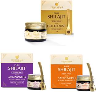 UPAKARMA Combo of Shilajit Resin 10g Blends with Ashwagandha, Safed Musli & Gold Dust