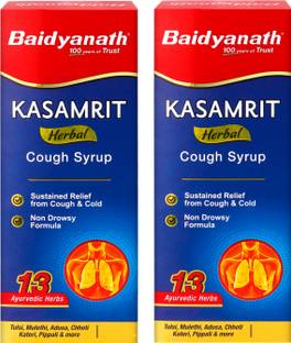 Baidyanath Kasamrit Herbal and Ayurvedic Cough Syrup, Non-Drowsy Formula, with Goodness of Tulsi, Mulethi, Pippal, Chhoti Kateri and 9 other Essential Herbs | Pack of 2