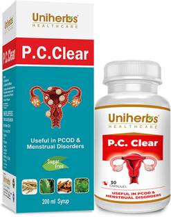 Uniherbs P.C.Clear PCOD PCOS Syrup, Capsules Regulate Periods,Promote Fertility,Hormone