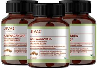 JIVA Ashwagandha Tablet - Revitalise Body & Mind - 60 Tablets Each - Pack of 3