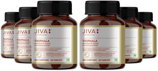 JIVA Triphala Tablets - Promotes Gut Health - 60 Tablets Each - Pack of 6