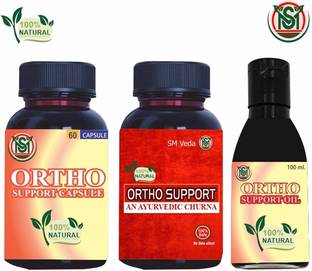 SM Veda ORTHO SUPPORT KIT 60 CAPSULE + 100 GM CHURNA + 100 ML OIL