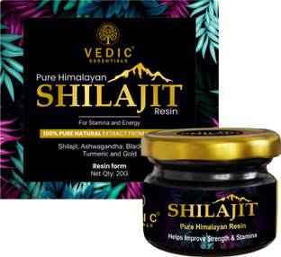 VEDIC ESSENTIALS Himalayan Shilajit Resin, Rich in Fulvic Acid For Strength, Power & Stamina 20g