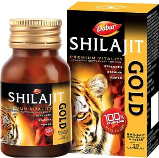 Dabur Shilajit Gold-100 % Ayurvedic Capsules for Strength , Stamina,Power -20 capsules