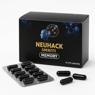 Neuhack Brain Booster Supplement with Bacopa(Brahmi), Ashwagandha, Shatavari, Vacha, Jatamansi, Kushmandam and Shankhpushpi - 100 capsules of Ayurvedic Memory booster, herbal nootropics supplements