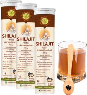 JIVAN SHREE Shilajit Effervescent Tablets, with Ashwagandha, Safed Musli, Macuna, Cardamom