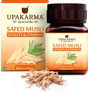 UPAKARMA Ayurveda Pure Herbs Safed Musli Extract Capsules to Boost Immunity and Strength, 500 mg 90 Veggie Capsules - Pack of 1