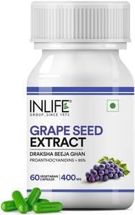 INLIFE Grape Seed Extract (Proanthocyanidins > 95%) 400 mg - 60 Veg. Capsules
