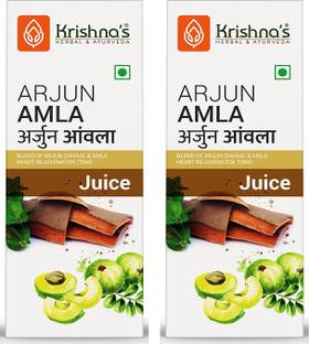 Krishna's Herbal & Ayurveda Arjun Amla Swaras | Improves Heart Functions | Helps Manage Cholesterol | Good Source of Iron, Vitamin A and Vitamin C | Pure Ayurvedic and Herbal | Pack of 2 | 500ml Each