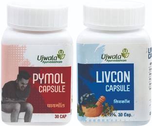 UJWALA AYURVEDASHRAM Pymol and Livcon Piles Care Capsule