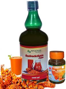 MANOHAR NATURALS Sea Buckthorn Juice 1000ml with Patanjali Sea Buckthorn Capsules Combo pack