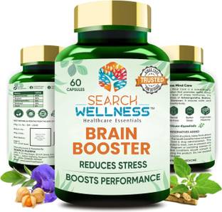SEARCH WELLNESS Brain Booster 60 Capsules For Kids & Adults | For Concentration & Better Sleep