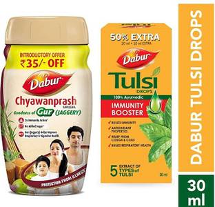Dabur Gur Chyawanprash(Jaggery)900g With Tulsi Drop-30ml boost immunity