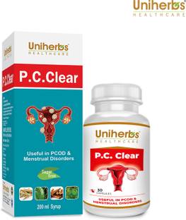 Uniherbs P.C.Clear PCOD PCOS Syrup, Capsules Regulate Periods,Promote Fertility,Hormone
