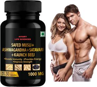 AVIARY LIFE SCIENCES Safed musli,Ashwagaandha,Ayurvedic medicine for Stamina,Power & Strength
