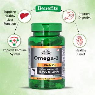CIPZER Omega 3 Softgel Capsules | Natural for Muscle, Bone, Heart & Skin - 30 Caps