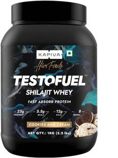 Kapiva Testofuel Shilajit Whey Protein | 25g Protein Per Scoop (1Kg Cookies & Cream)