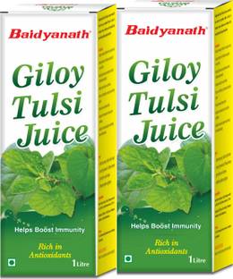 Baidyanath Giloy Tulsi Juice - Boosts Immunity and Digestion | Natural source of Antioxidants for Detoxification, for Liver and Skin Health | No Added Sugar, Colour or Flavour | Pack of 2