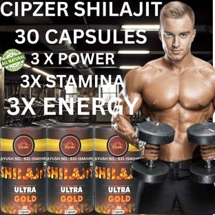CIPZER Original Himalayan Shilajit Ultra Gold 30 Capsules for Stamina & Vitality Boost