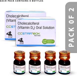CCStar Cholecalciferol 60K Natural Vitamin D3 Nano Shots Weekly Supplement ( 4x5ml )
