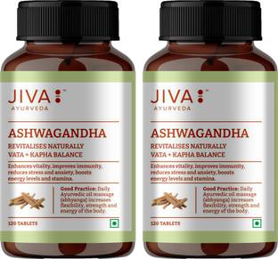 JIVA Ashwagandha Tablet - Revitalise Body & Mind - 120 Tablets - Pack of 2