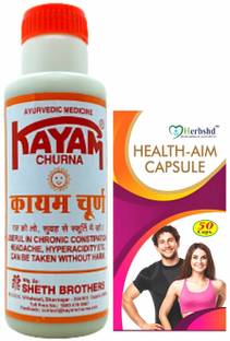 HERBSHD Churna100G & Health Aim 50Cap For Constipation &Indigestion(Pack of-Two)