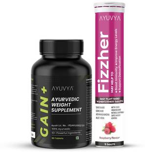 Ayuvya Gain+ Weight Gainer with Fizzher PCOS Effectively | 100% Ayurvedic (Pack of 2)
