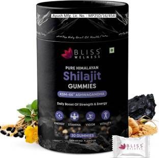 Bliss Welness Pure Himalayan Shilajit Gummies with KSM 66 Ashwagandha - 30 Gummies
