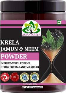 AuraKriya Pure & Ayurvedic Neem Karela Jamun Powder for Maintaining Blood Sugar Levels