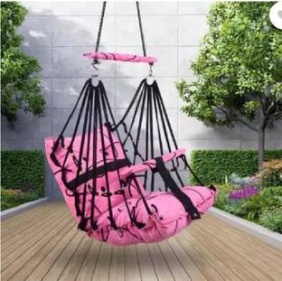 SHOP & WEAR Cotton Swing for Kids Baby's Children Folding and Washable 1-3 Years swing pink line