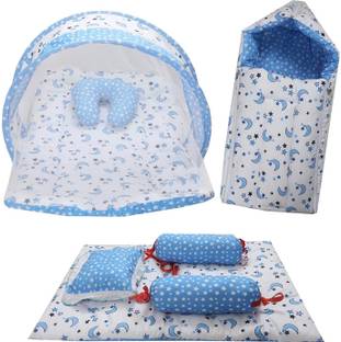 Fareto Combo of Baby Bed with Net | Carry Bag | 4 Pcs Bedding Set(0-6 Months standard crib