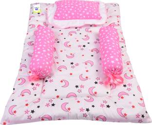 Toddylon Cotton Baby Gaadi for New Born With Cushioned Pillow And 2 Bolsters Standard Crib