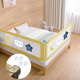 Safe-O-Kid Cute Cartoon Design Adjustable Height Two Side Baby Bed Rail Guard 1.8M/6Ft Baby Bed Rail Cute Cartoon