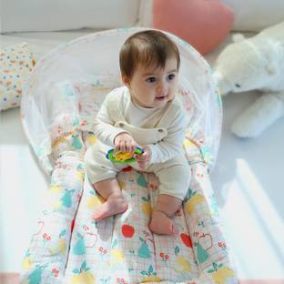 TIDY SLEEP New Born Baby Gadda Bed Set with Mosquito Net and Pillow Gadda Set for Baby with Mosquito Net Crib