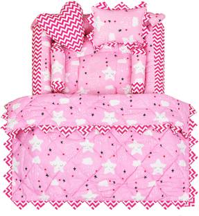 ROTATE UF-BB14 Baby bedding set Pink 4 Pillows & Square shape Cotton Baby Bed for 0-1 Year UF-BB14
