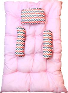 Kid's Charm Zigzag Baby's Cotton Sleeping Bed set for Unisex New Born 0-4 Months Old Flat Bed Luxury Crib