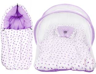 adore stuff Bedding and Mosquito Net Set with Sleeping Bag for 0-6 Month - Green1 Baby Bedding Set Crib