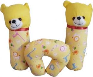 Navkar traders Toddlers pillow set (1 U-Shape pillow,2 Teddy Face lot) Baby Bed rectangular