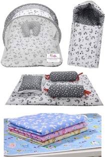 Fareto Combo of Baby Mattress with Net | Sleeping Bag standard crib