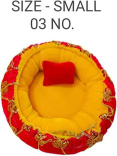 Radhay Krishna Small bed red yellow Laddu Gopal Bed Sircle