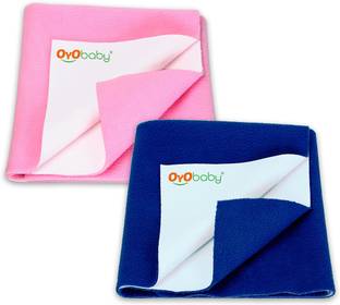 Oyo Baby Waterproof Bed Protector Dry Sheets(Gift Pack 2,(70cm X 50cm),Royal Blue+Pink) Rectangle Rectangle
