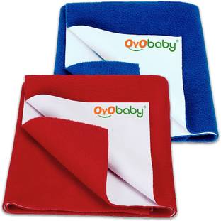 Oyo Baby Waterproof Bed Protector Dry Sheets(Gift Pack 2,(70cm X 50cm),Royal Blue+Red) Rectangle Rectangle