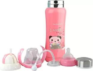 VIZYTRIC 3in1 Feeding Bottle Multifunctional-Sipper, Nipple & Straw 240 ML - (Pink) - 240 ml