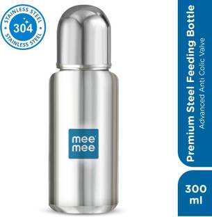 MeeMee Baby Premium Steel Feeding Bottle with Advanced Anti Colic Valve, for Babies - 300 ml