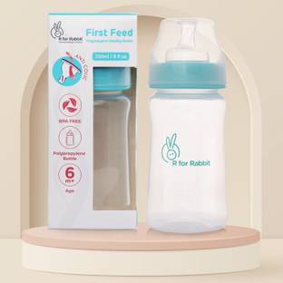 R for Rabbit Anti Colic Baby Feeding PP Bottle Wide Neck Soft Silicone Nipple (6+ Months) - 250 ml
