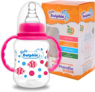 Baby Dolphin Anti-Colic Slim Neck Baby Feeding Bottle with Handle |BPA Free |Milk Bottle |3m+ - 125 ml