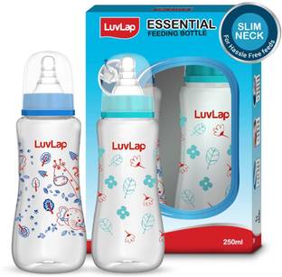 LuvLap Anti-Colic Slim Regular Neck Essential Baby Feeding Bottle Jungle-T & Wild-F - 250 ml