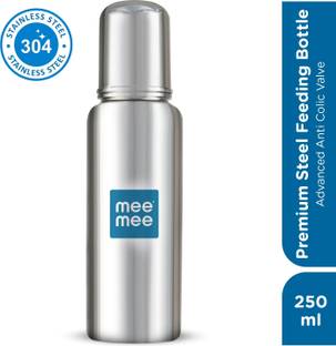 MeeMee Baby Premium Steel Feeding Bottle with Advanced Anti Colic Valve, for Babies - 250 ml