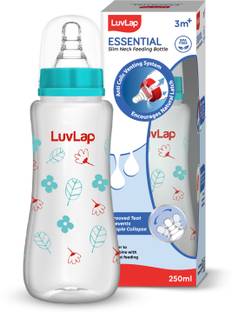 LuvLap Anti-Colic Slim Neck Essential Baby Feeding Bottle, Wild Flower Design - 250 ml